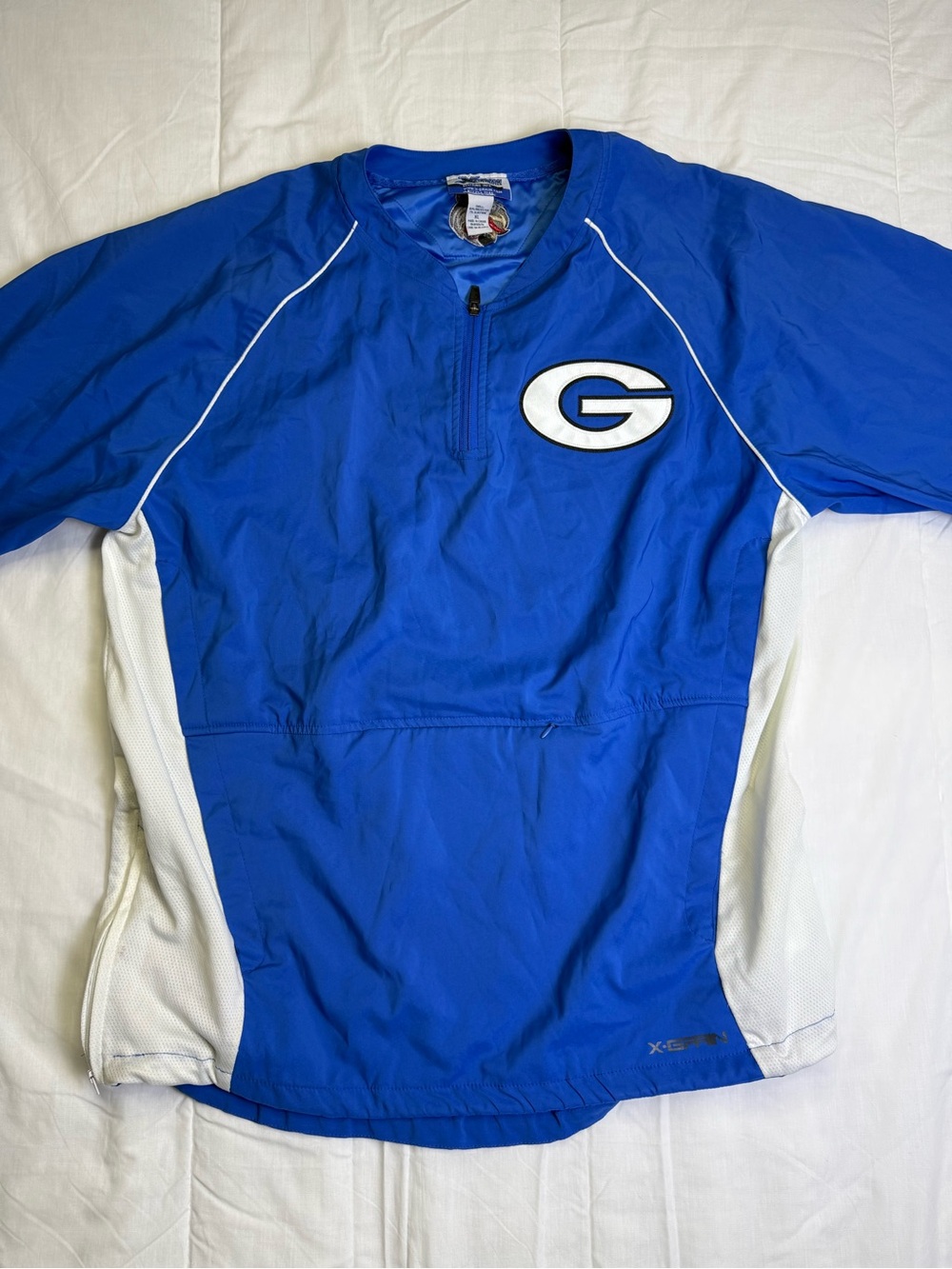 X-Gran Lightweight Half-Zip Windbreaker Jacket Blue/White Colorblock Men XL